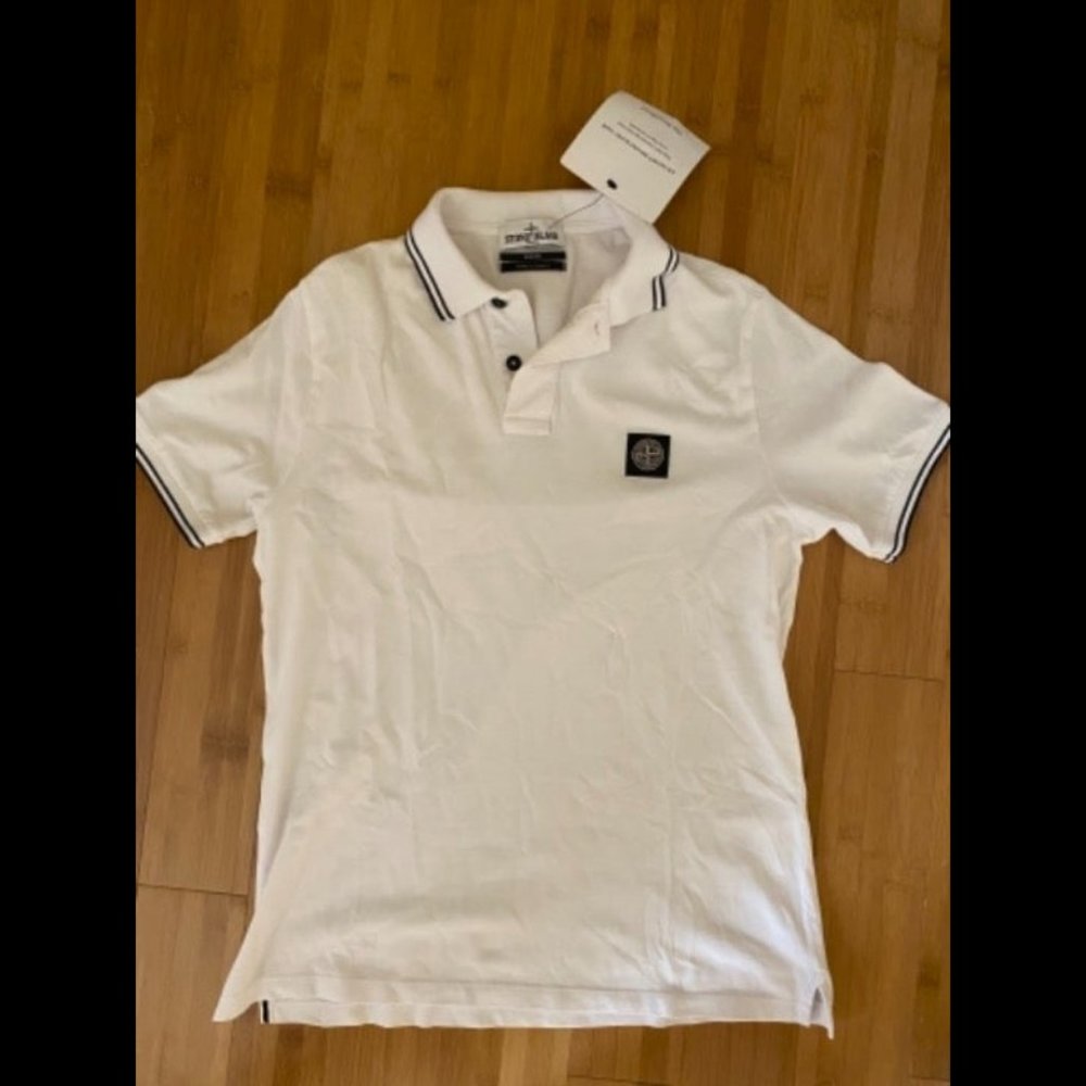 Stone Island - White Polo. New with tags. Size: Medium slim fit.